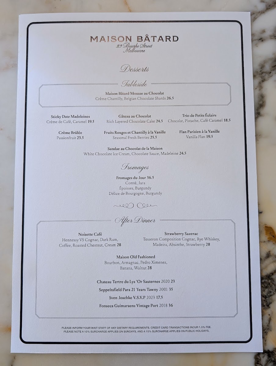 Maison Bâtard Photo Menu 1