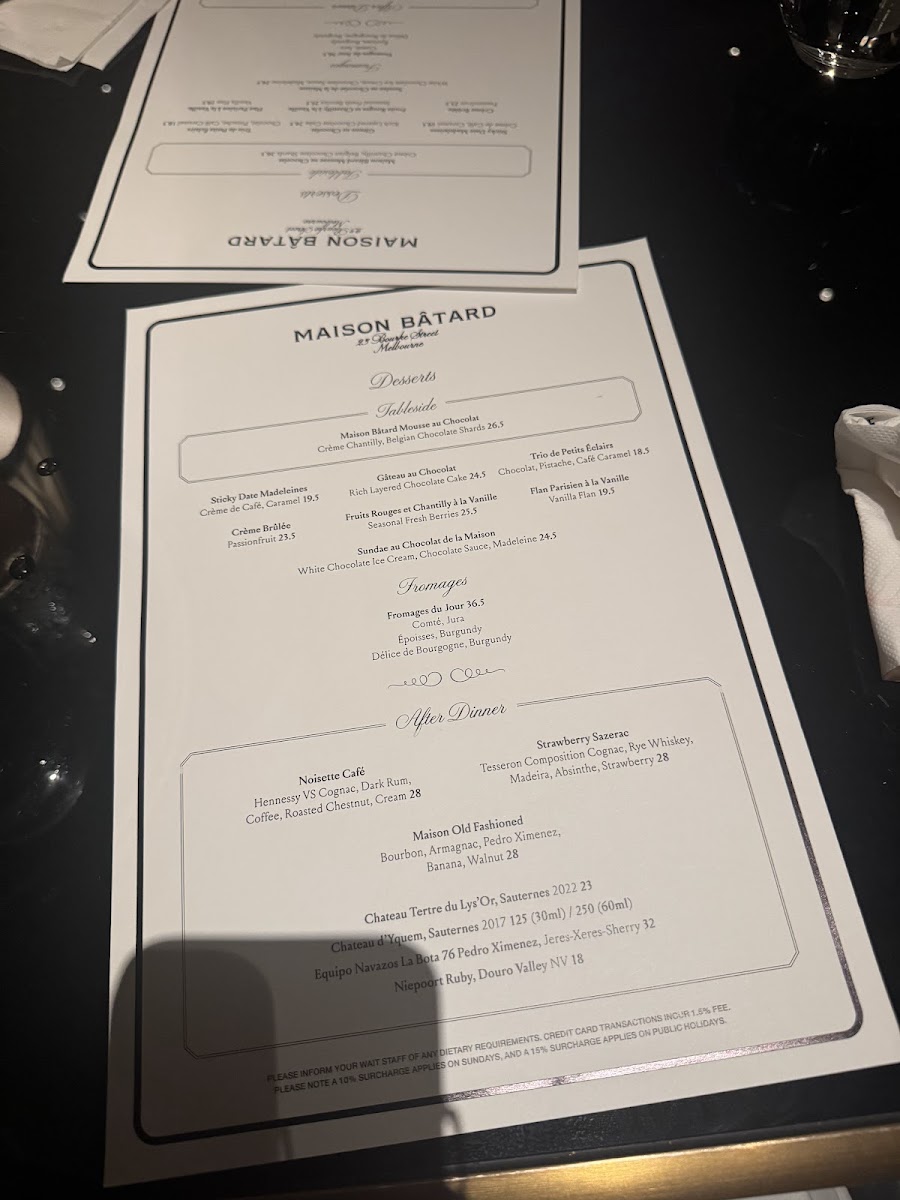Maison Bâtard Photo Menu 2