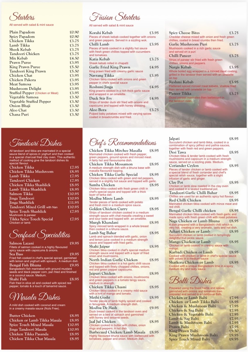 Spice Touch Photo Menu 1