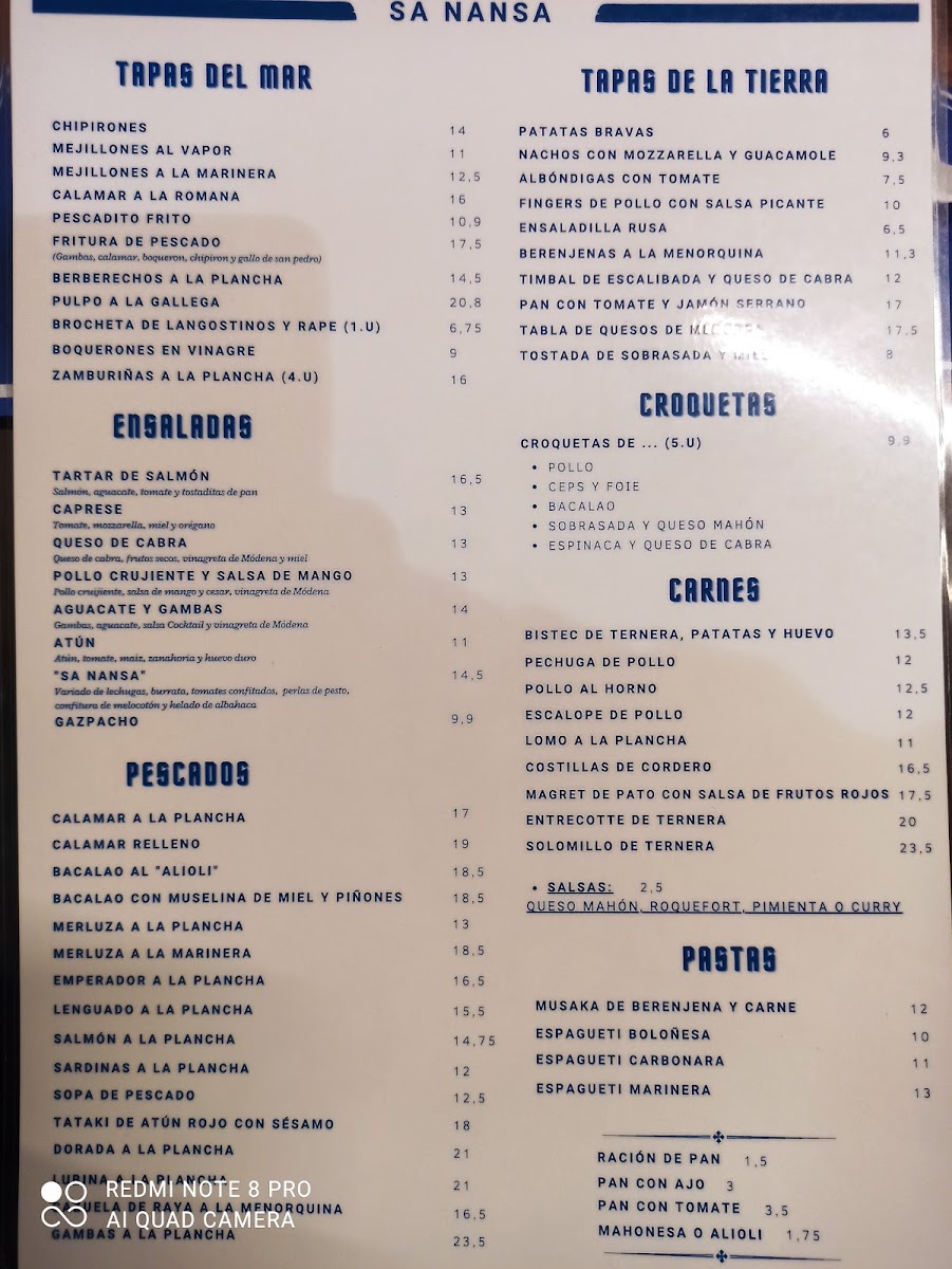 Restaurant Sa Nansa Photo Menu 3