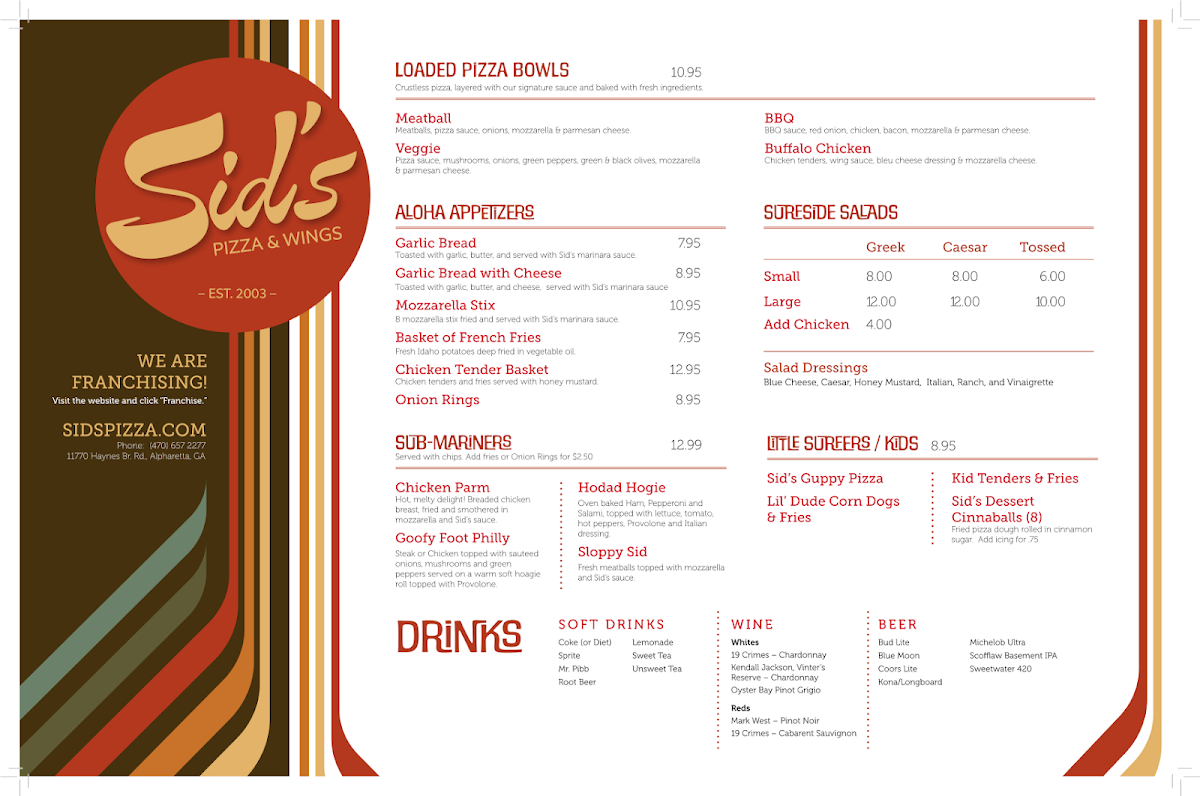 Sid's Pizza - Alpharetta Photo Menu 1