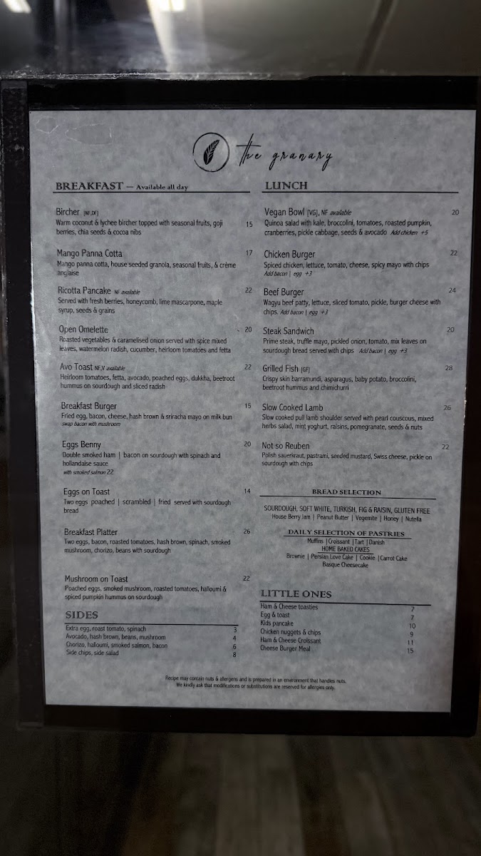 The Granary Cafe Summer Hill Photo Menu 3