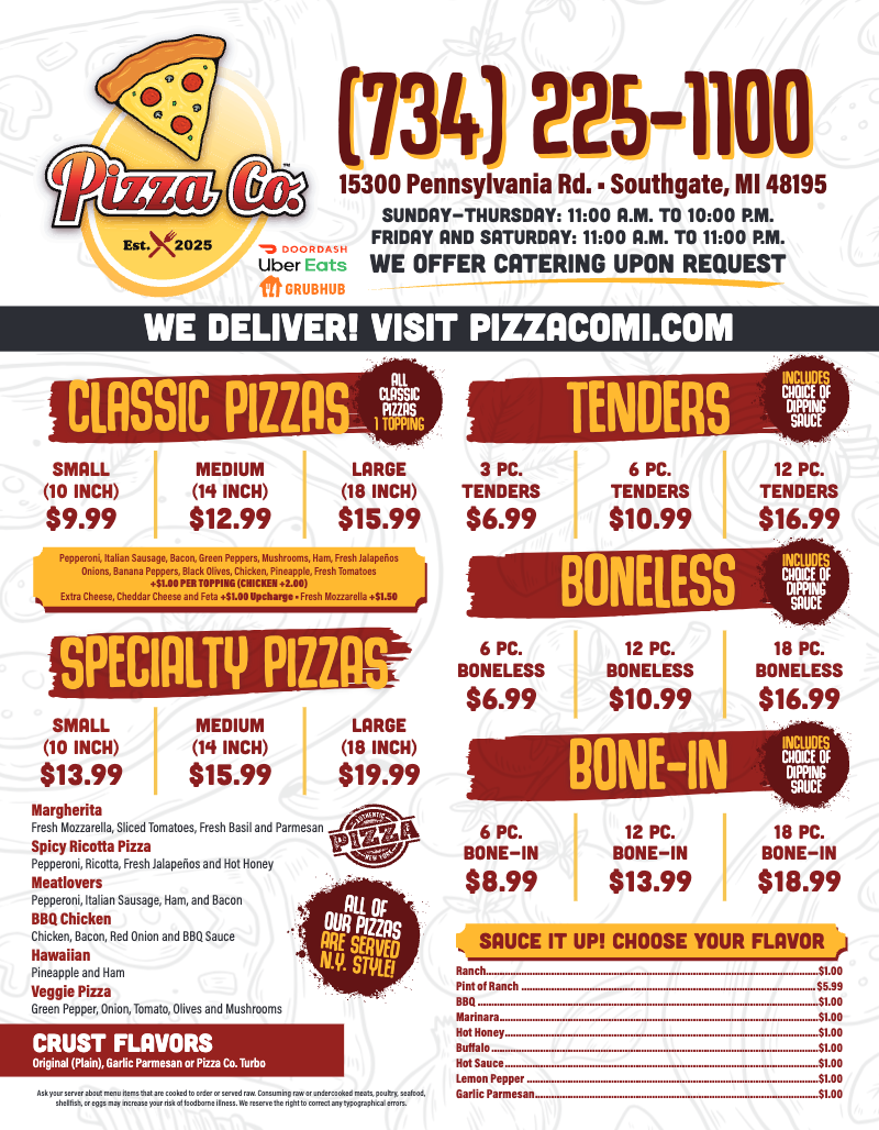 Pizza Co. Photo Menu 1