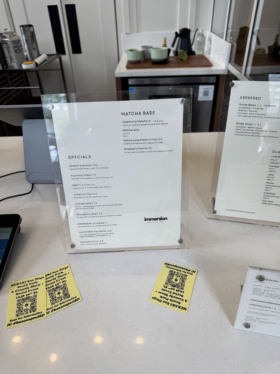 Immersion Coffee Photo Menu 2