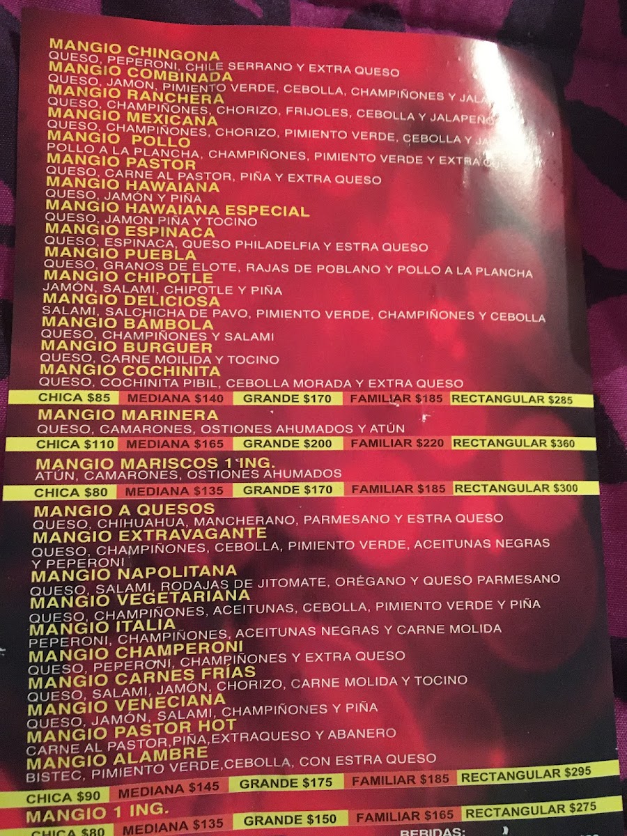 Mangio Pizza Photo Menu 2