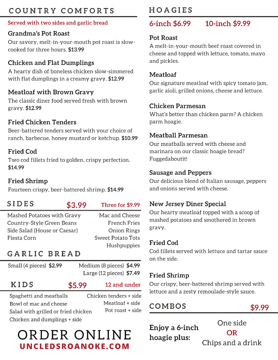 Uncle D's Take-Out Photo Menu 1