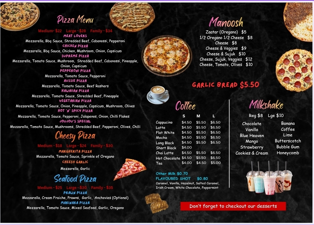Karl & Wally's Middle Feast Photo Menu 1