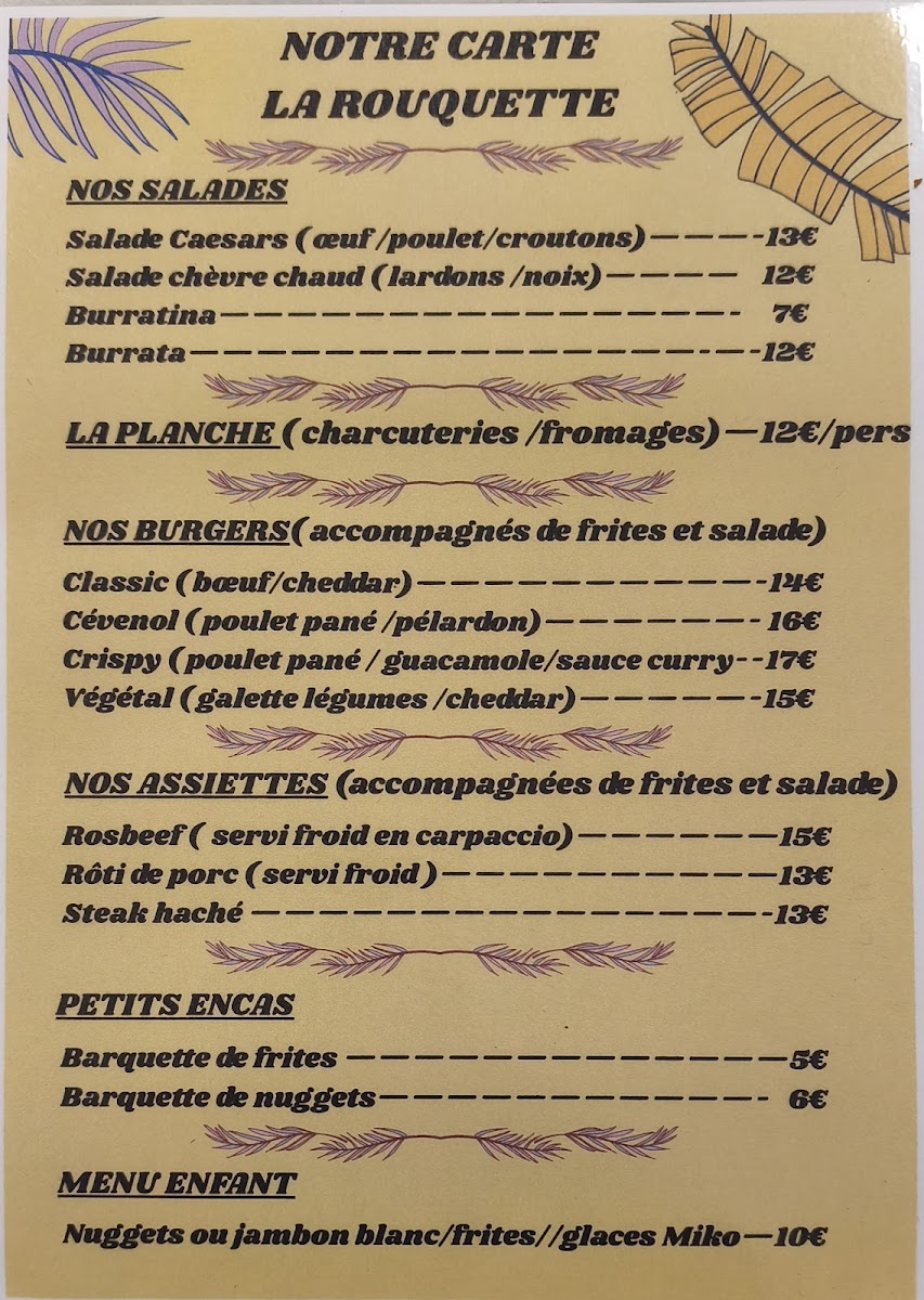 La Rouquette Photo Menu 1