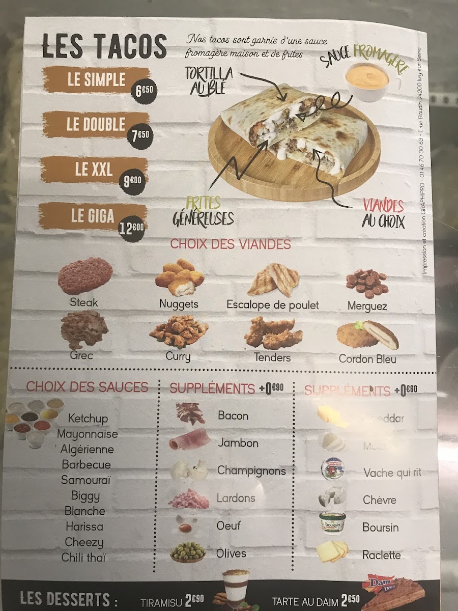 O’REGAL , KEBAB,TACOS,BURGER,PANINI Photo Menu 2
