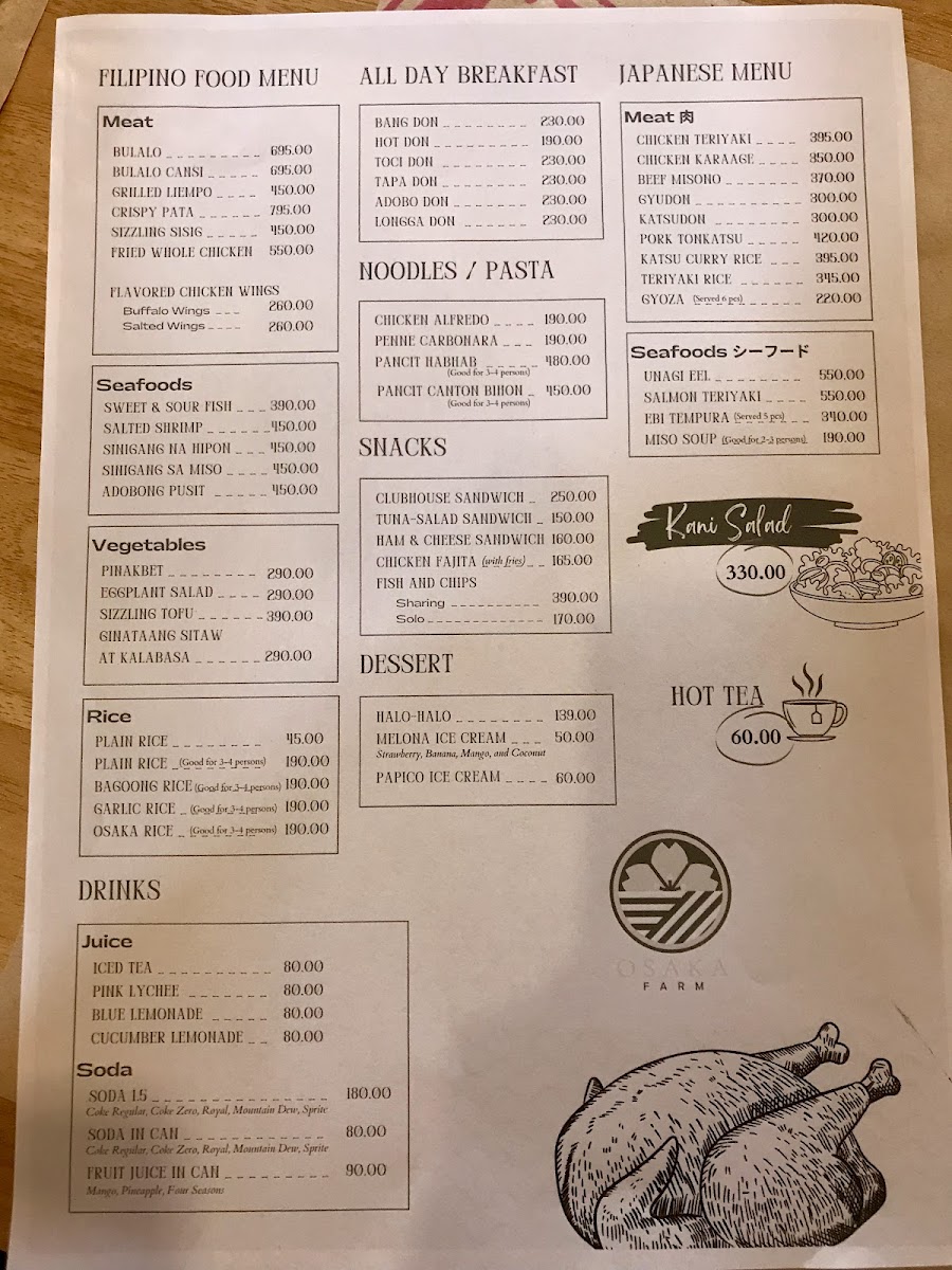 Osaka Farm (Cafe and Restaurant) Photo Menu 3