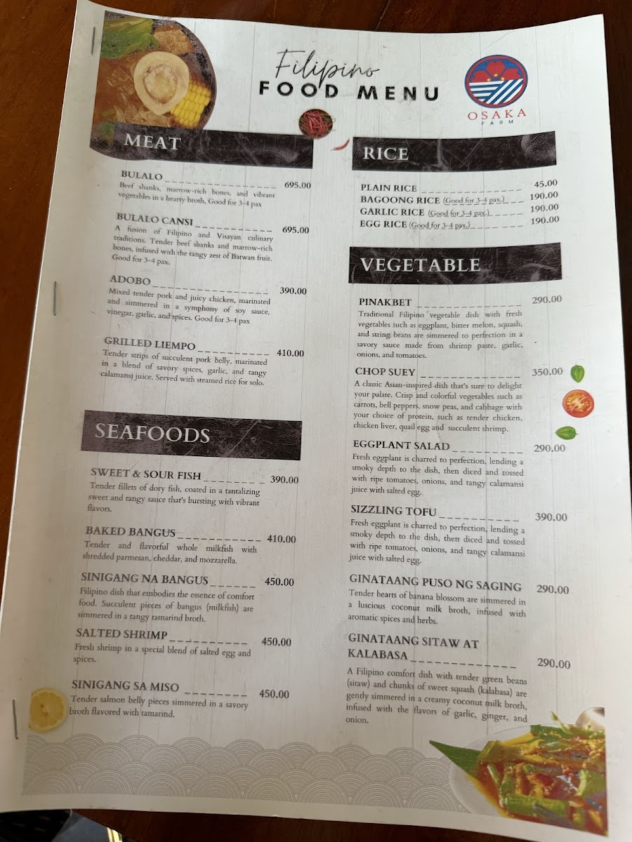 Osaka Farm (Cafe and Restaurant) Photo Menu 5