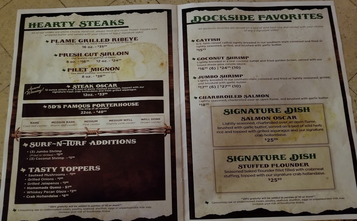 5D Steakhouse & Lounge Photo Menu 1