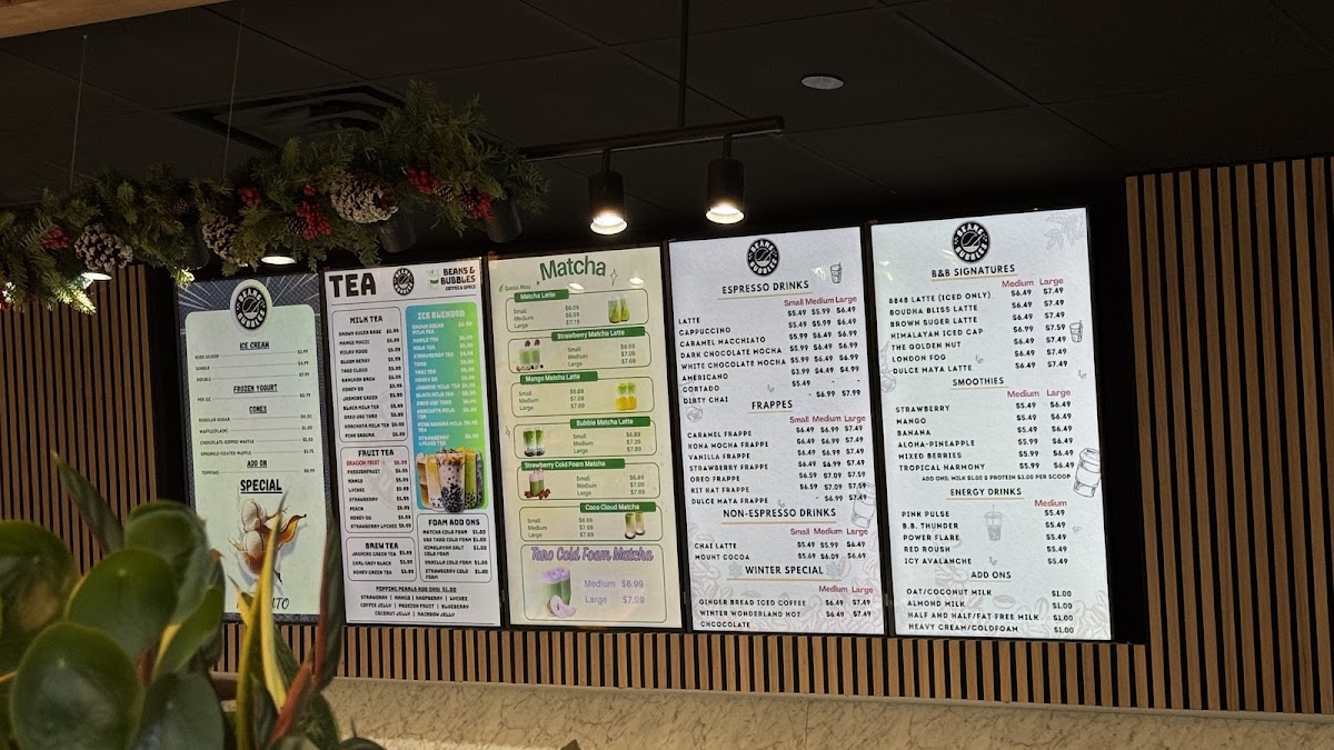 Beans and Bubbles Cafe Photo Menu 1