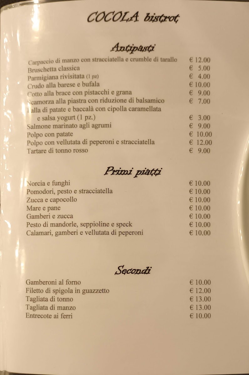 Cocola Bistrot Photo Menu 1