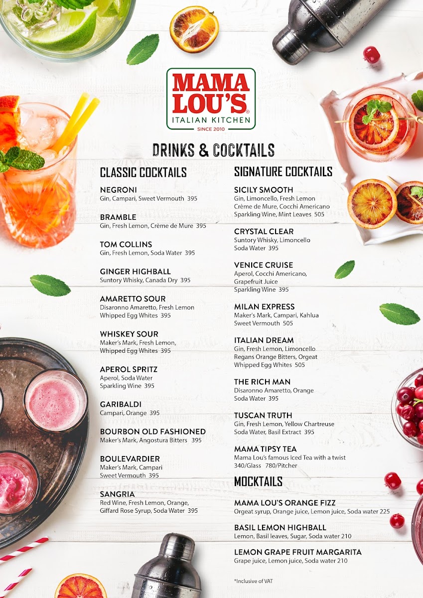 Mama Lou's Italian Kitchen - Venice Grand Canal Mall Photo Menu 2