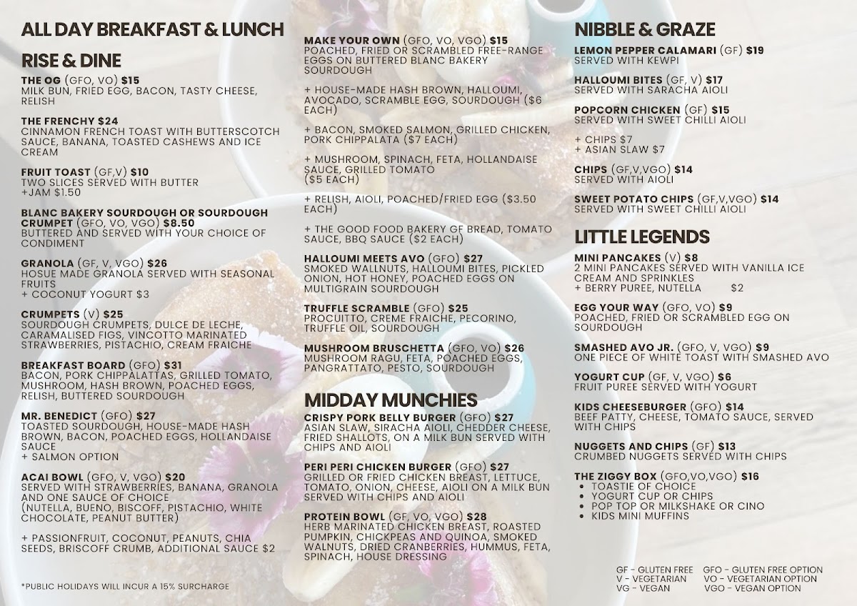 Blondie's Kafe Photo Menu 1