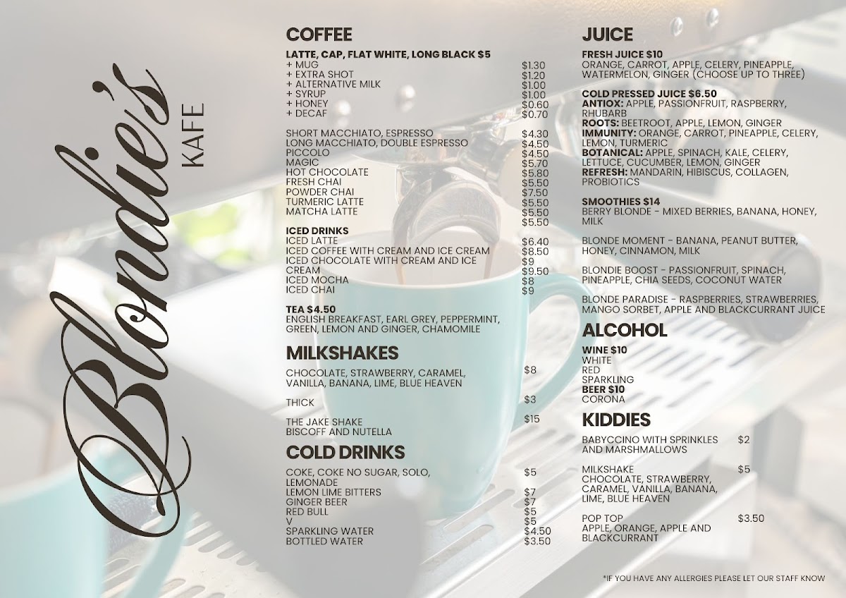 Blondie's Kafe Photo Menu 2