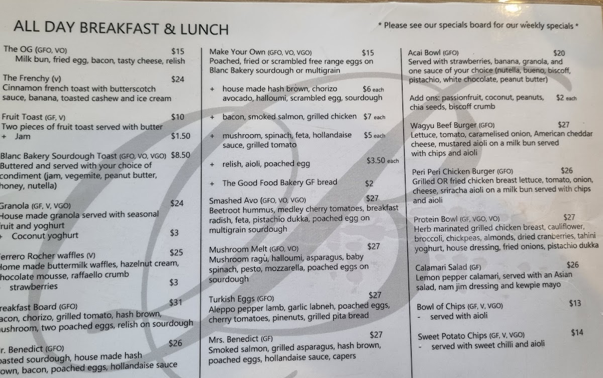 Blondie's Kafe Photo Menu 3