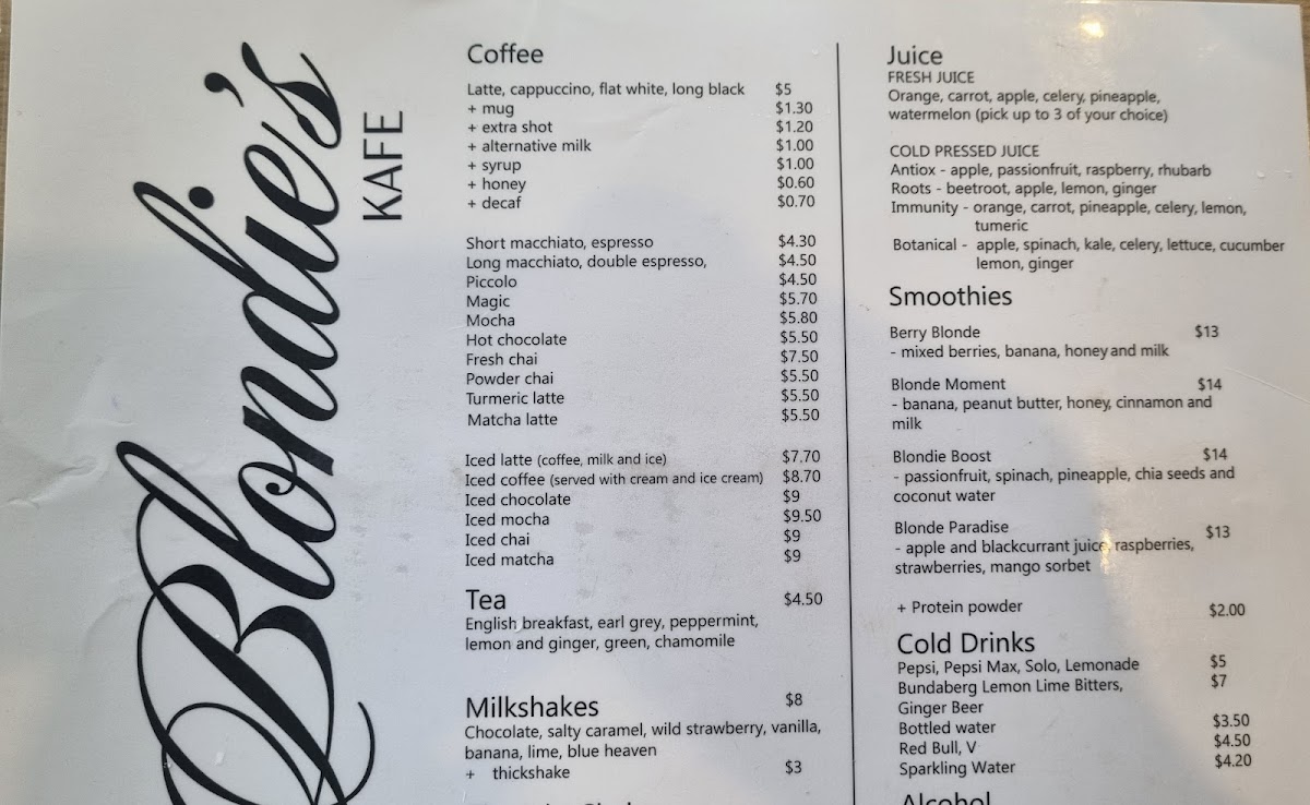 Blondie's Kafe Photo Menu 4