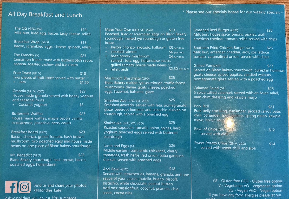 Blondie's Kafe Photo Menu 5