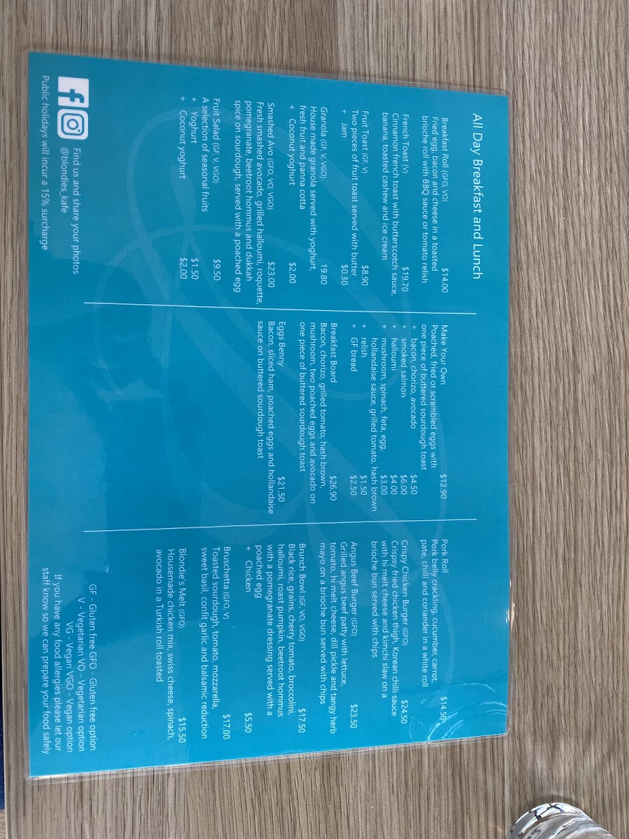 Blondie's Kafe Photo Menu 7