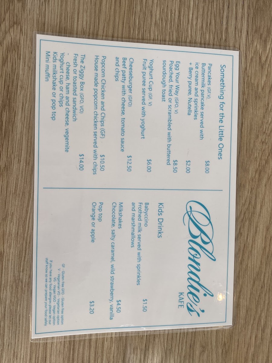 Blondie's Kafe Photo Menu 9