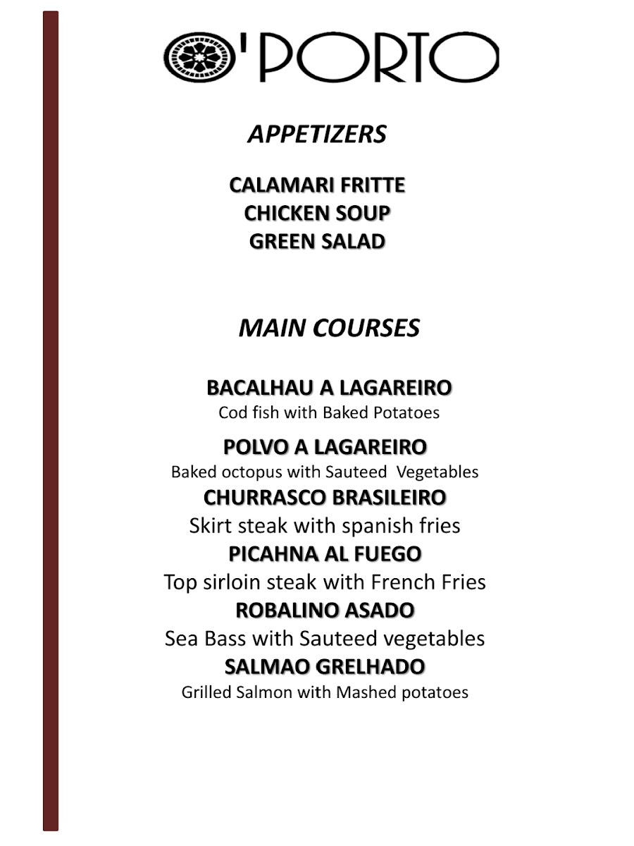 Oporto Restaurant Photo Menu 1