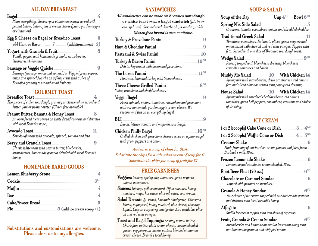 Muddy Mo's Coffee House Photo Menu 1