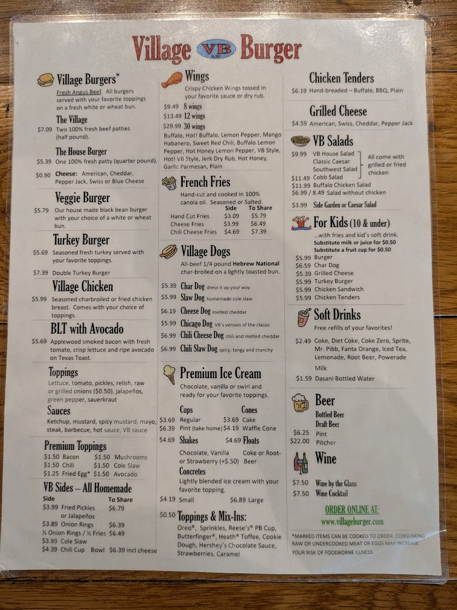Village Burger Photo Menu 7