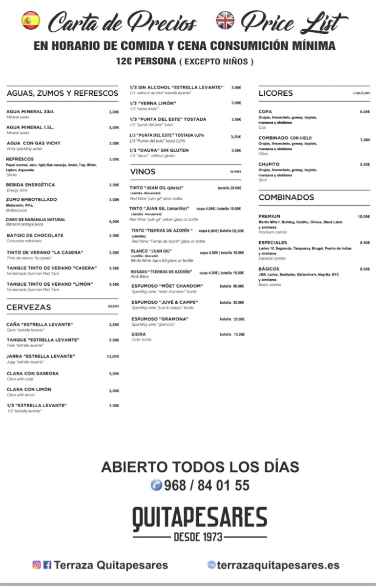 Bar restaurante Terraza Quitapesares Photo Menu 2