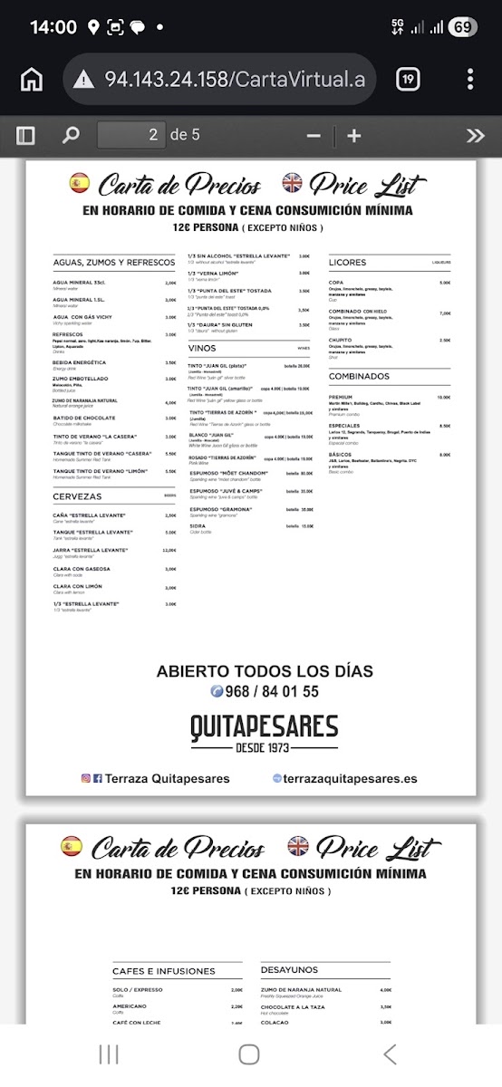 Bar restaurante Terraza Quitapesares Photo Menu 6
