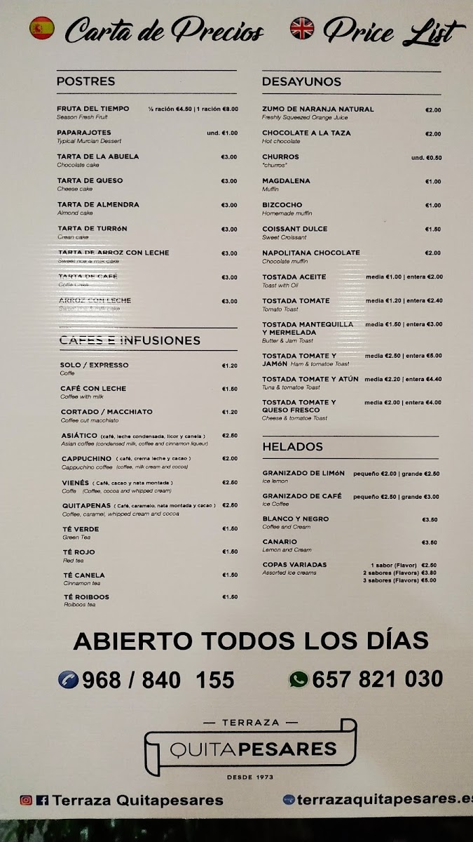 Bar restaurante Terraza Quitapesares Photo Menu 9