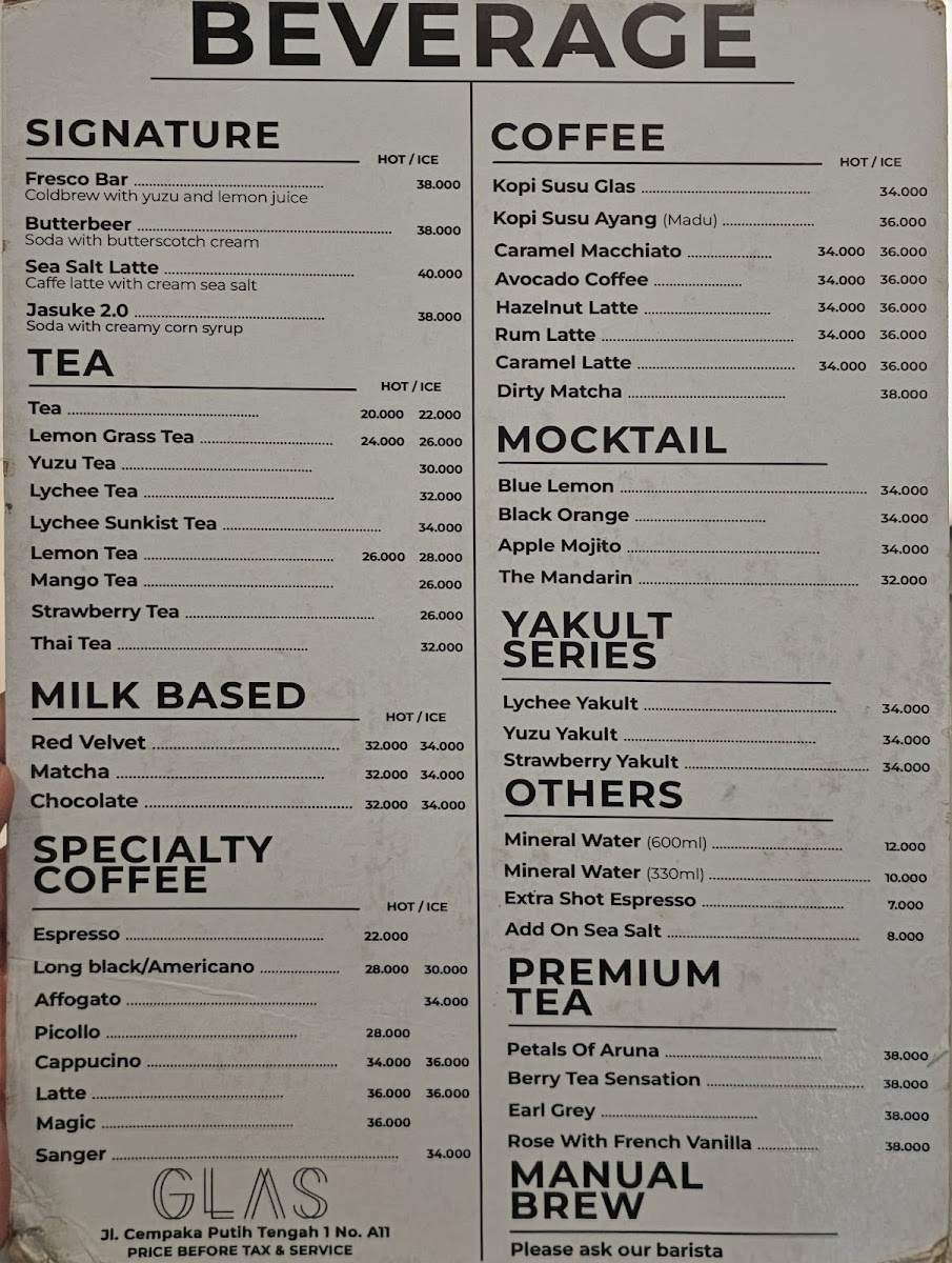 Glasmacher Coffee Cempaka Putih Photo Menu 1