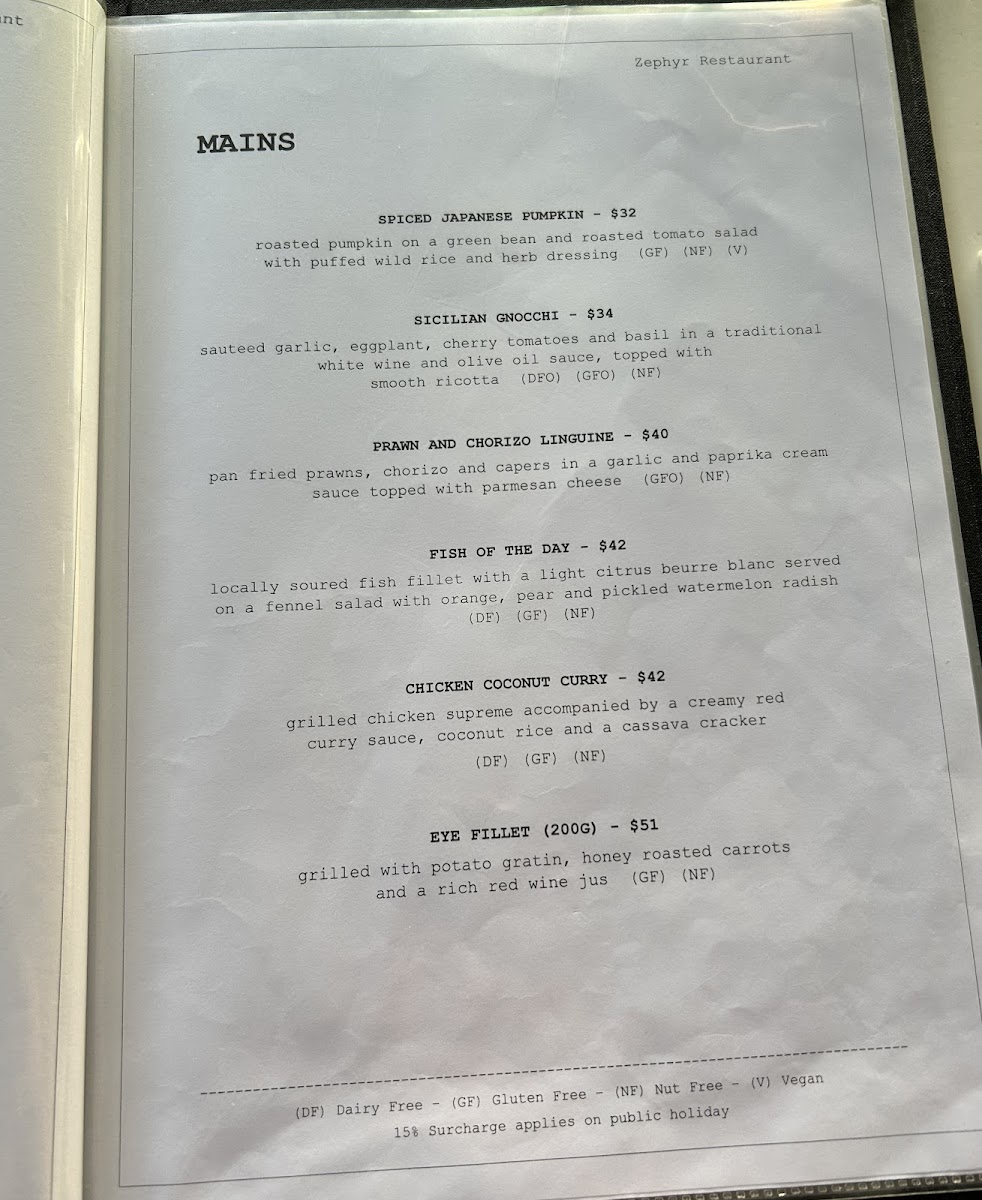 Zephyr Restaurant Photo Menu 8
