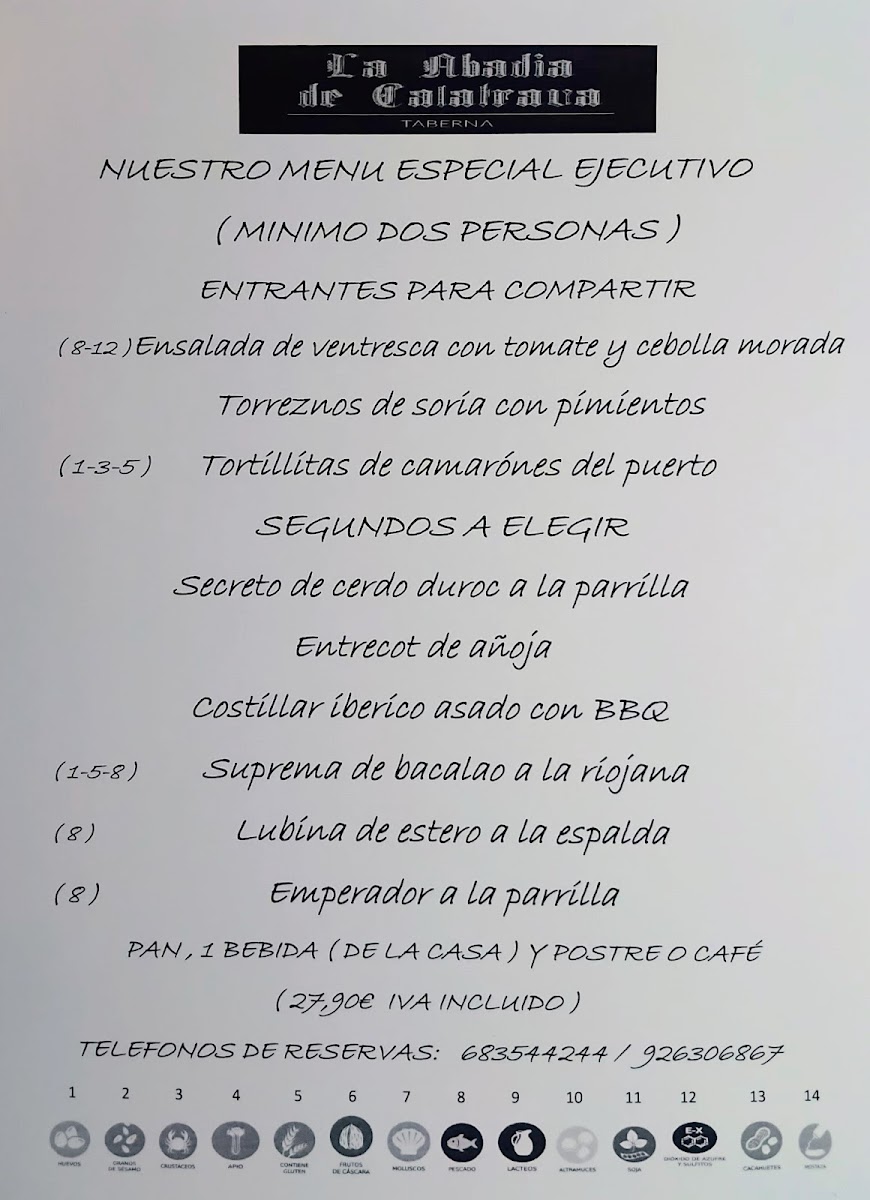 Restaurante La Abadia de calatrava Photo Menu 1