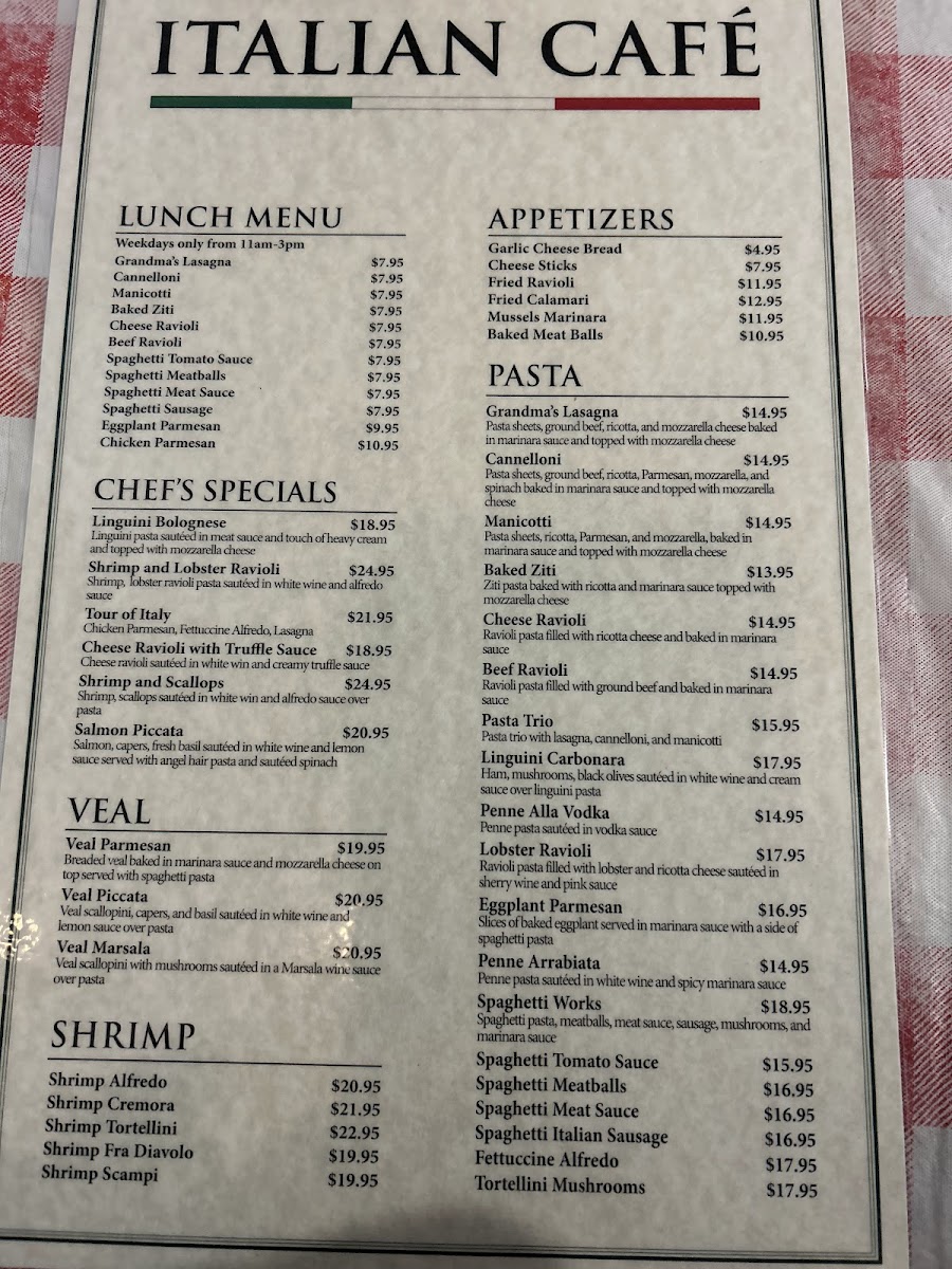 Italian Cafe Photo Menu 1