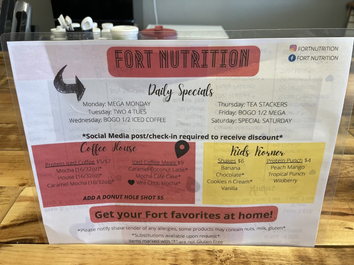 Fort Nutrition Photo Menu 2