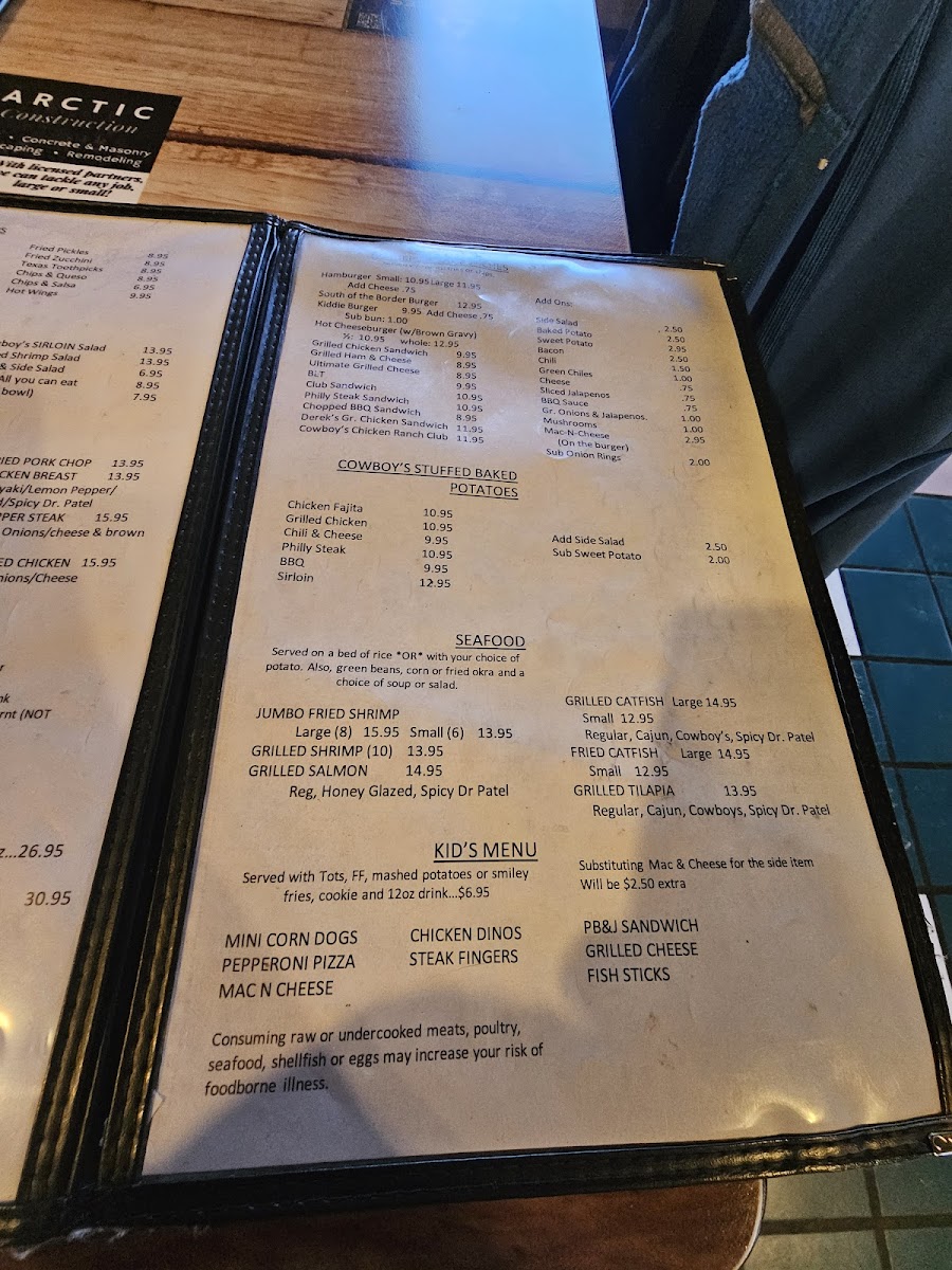 Cowboy's Steakhouse & Restaurant Photo Menu 4