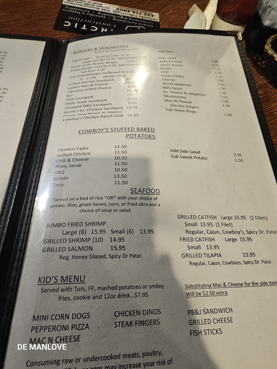 Cowboy's Steakhouse & Restaurant Photo Menu 8