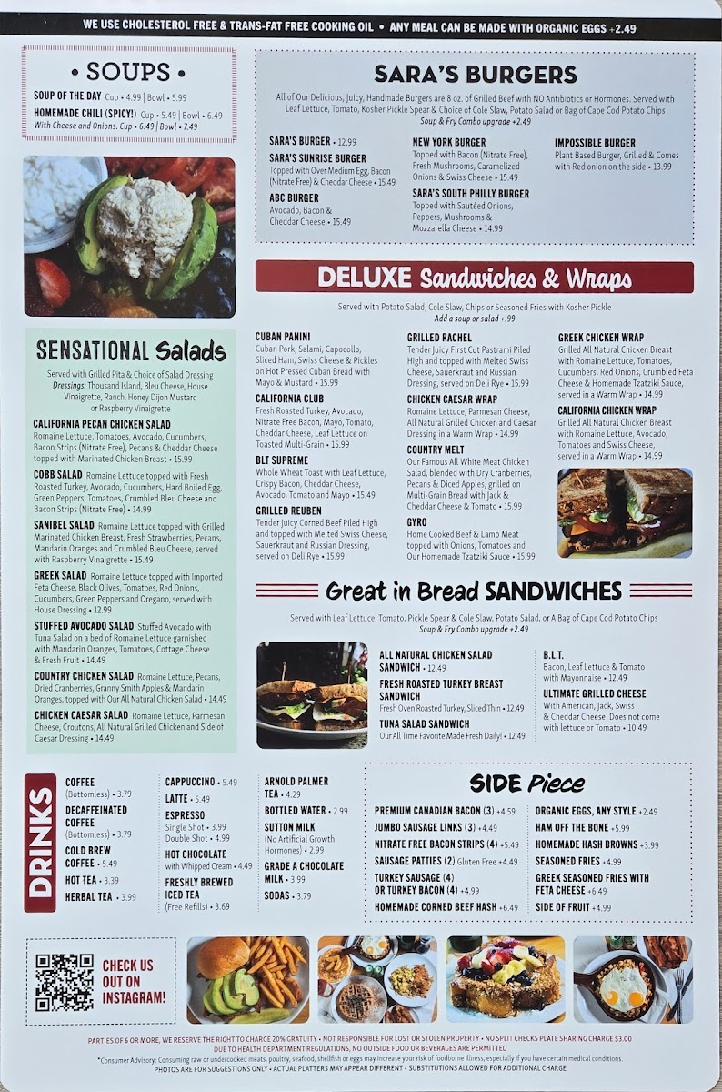 Sara's Kitchen and Bar Photo Menu 1