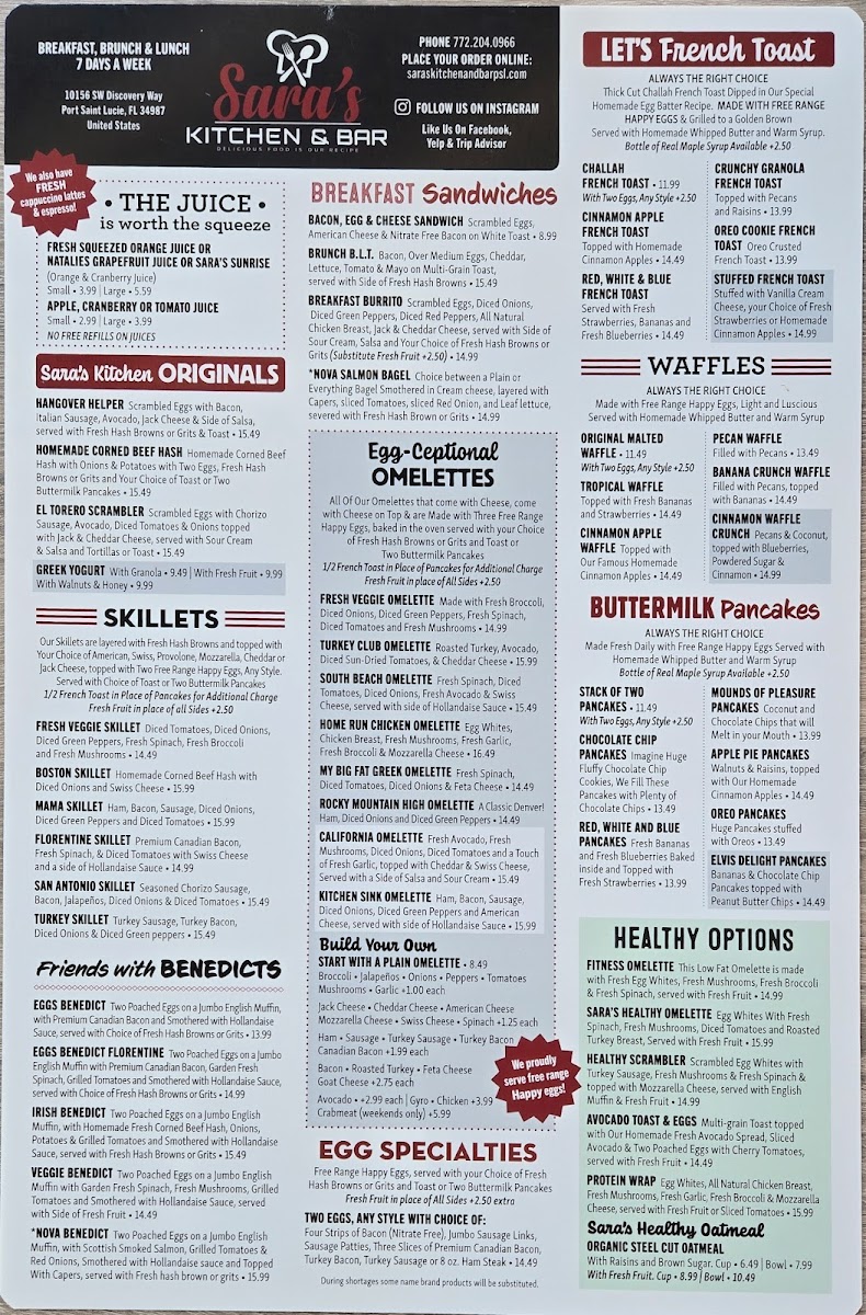 Sara's Kitchen and Bar Photo Menu 2