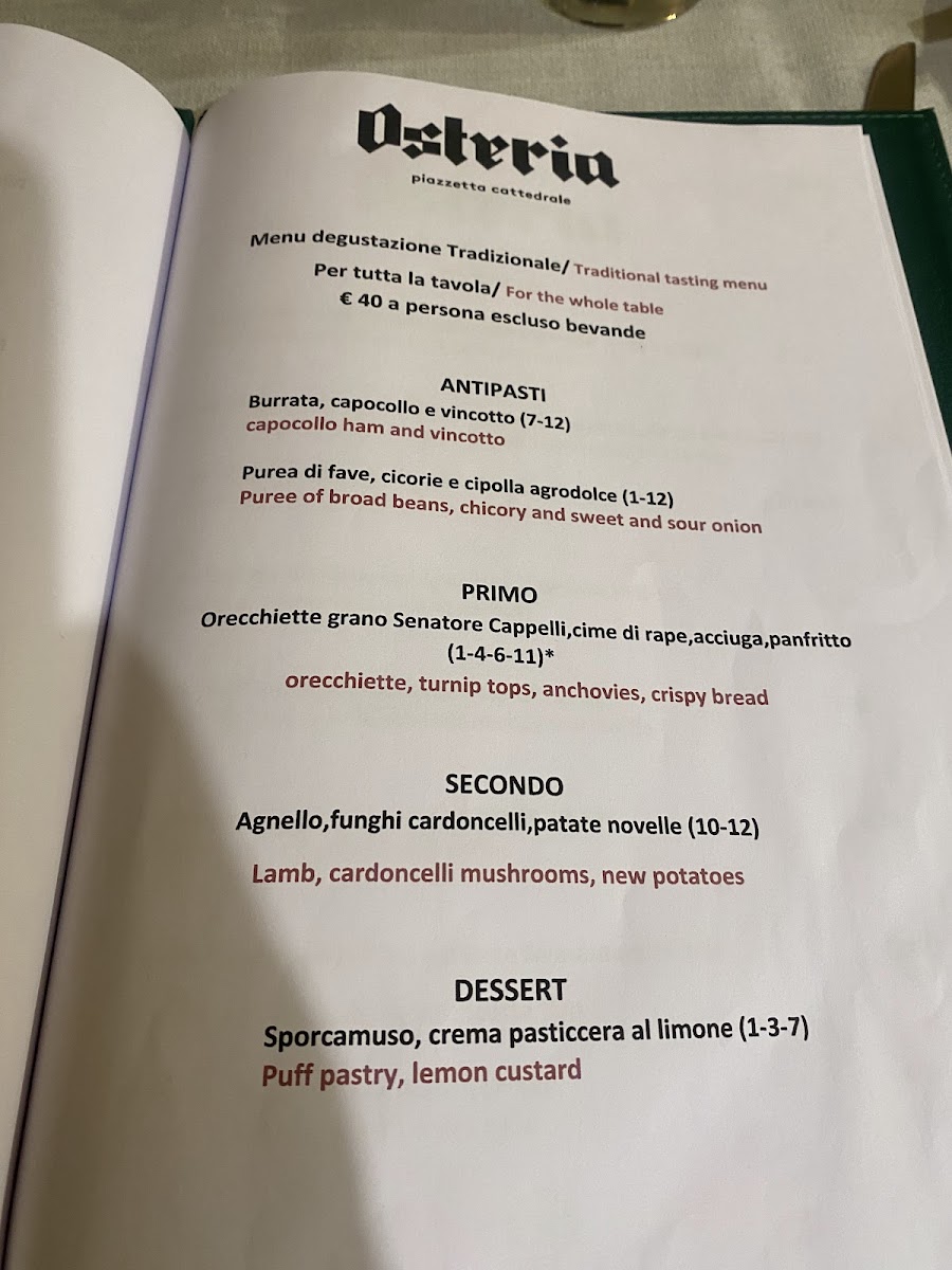Osteria Piazzetta Cattedrale Photo Menu 1