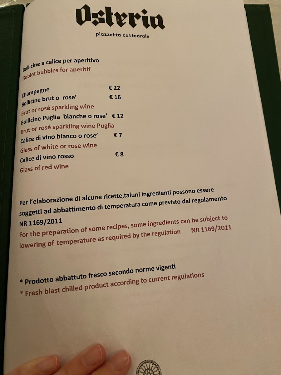 Osteria Piazzetta Cattedrale Photo Menu 10