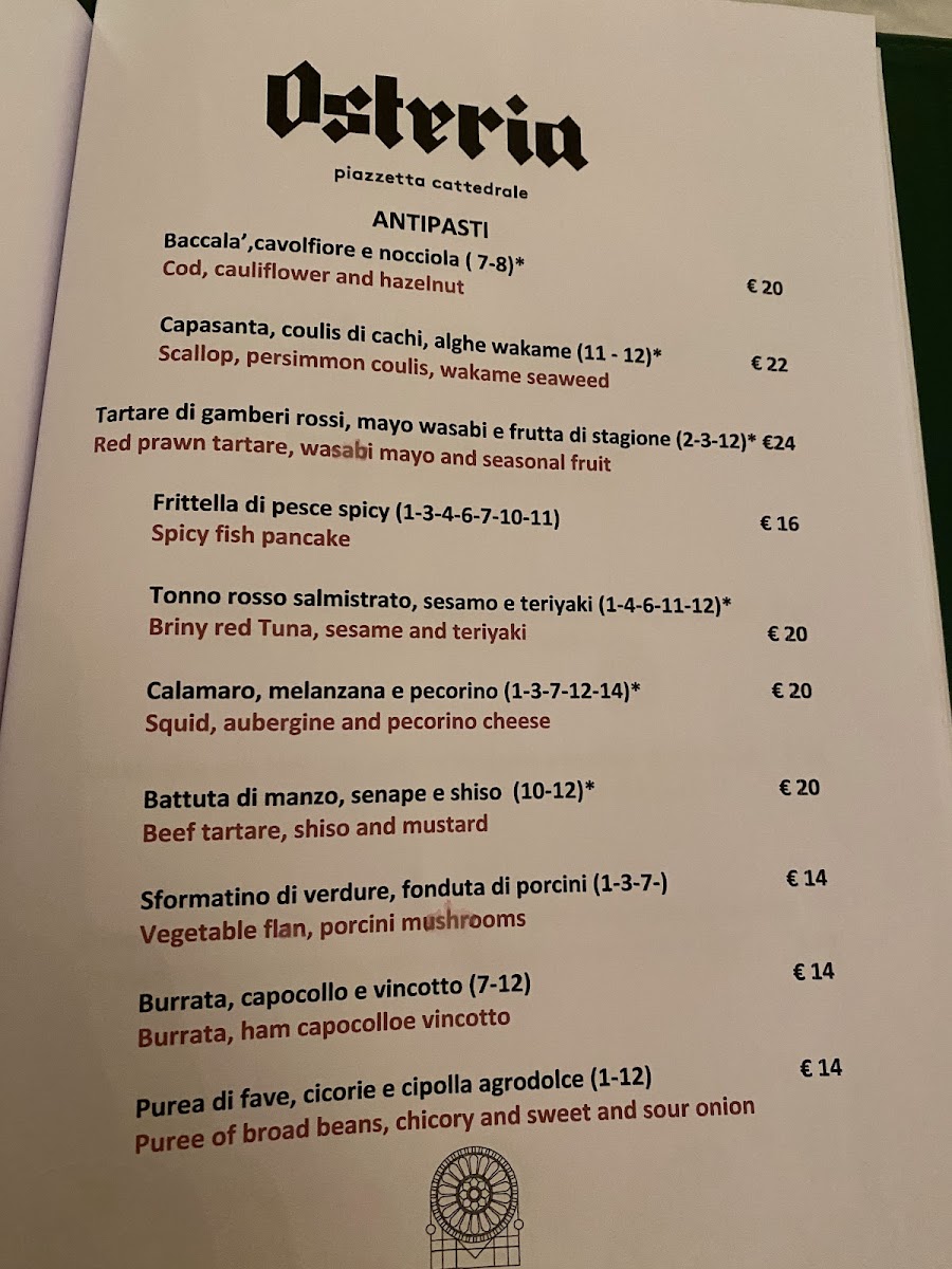 Osteria Piazzetta Cattedrale Photo Menu 2