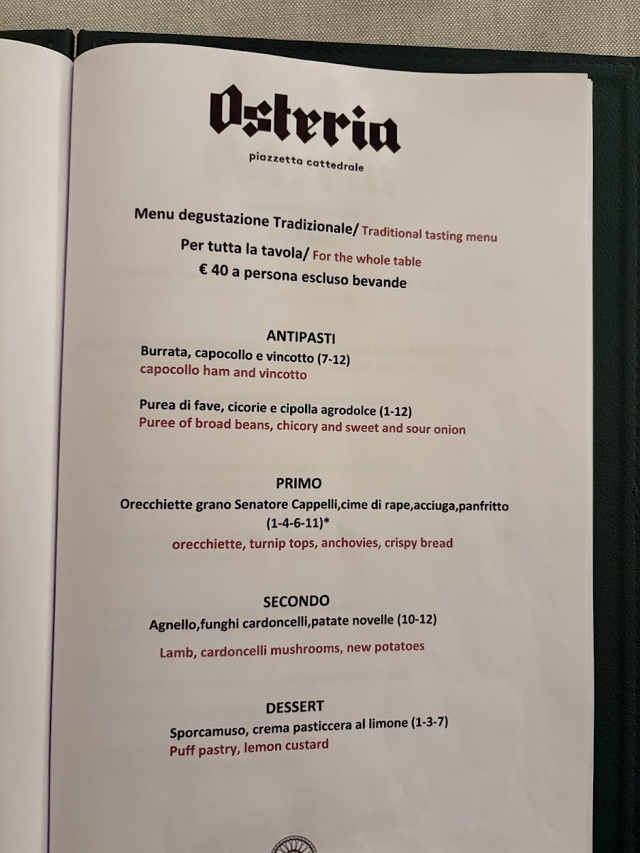 Osteria Piazzetta Cattedrale Photo Menu 6