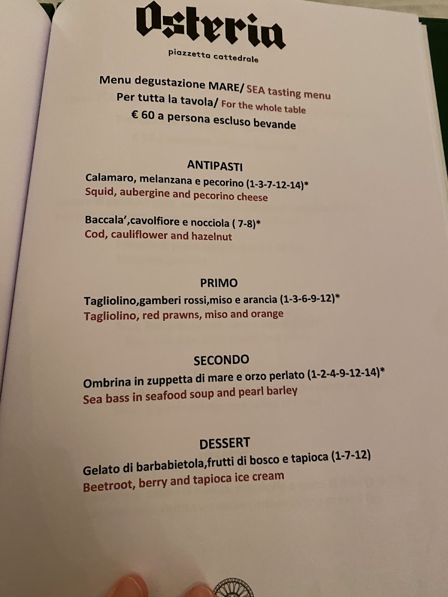 Osteria Piazzetta Cattedrale Photo Menu 8