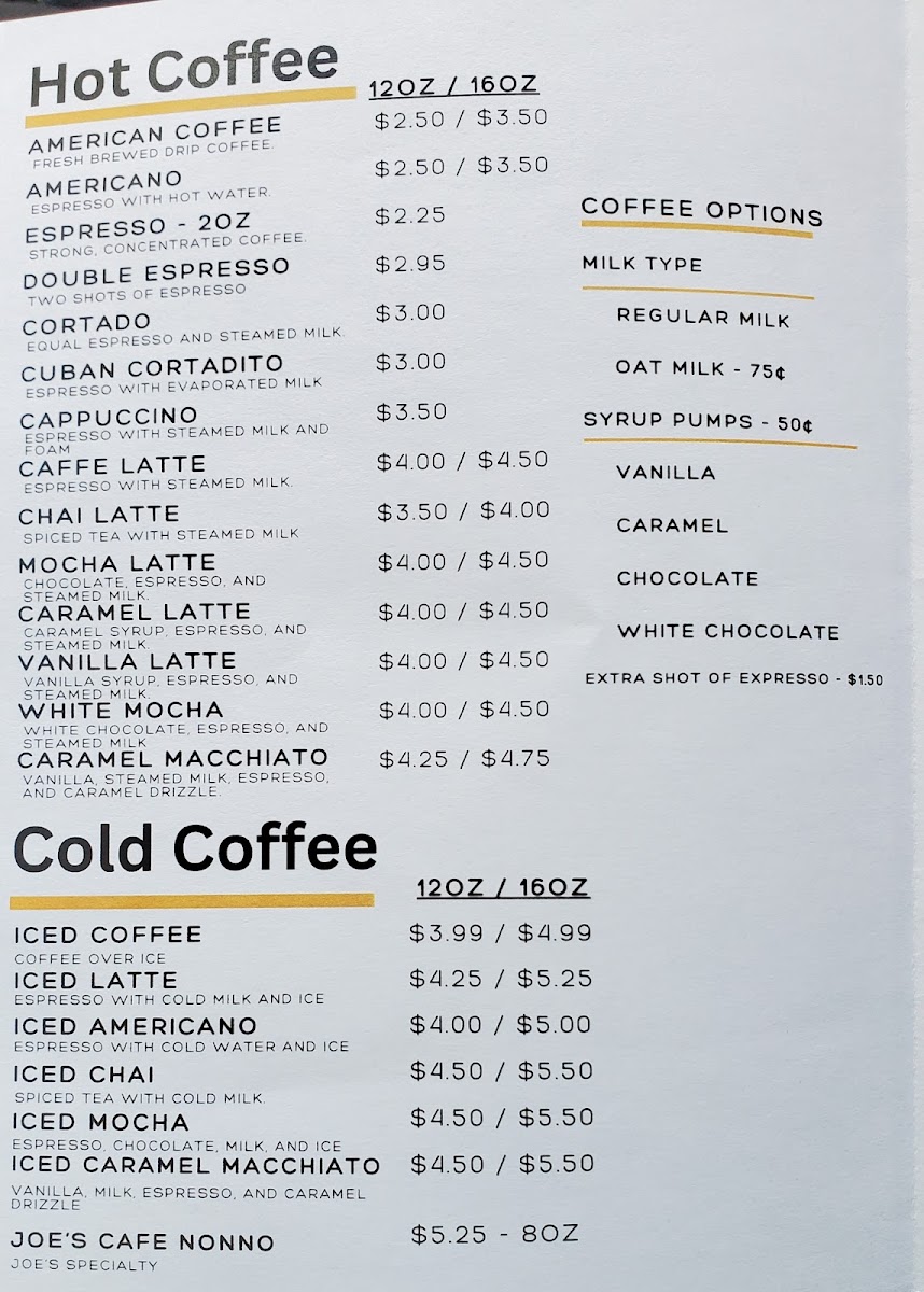 Cup of Joe Photo Menu 1