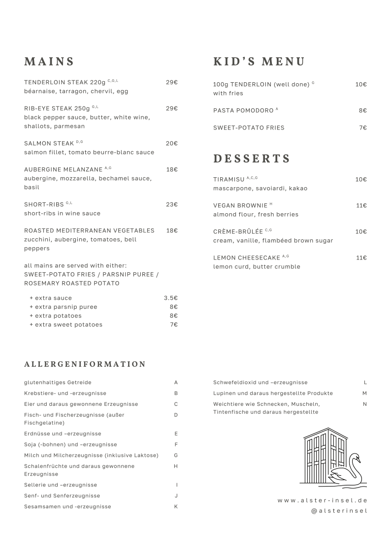 Alsterinsel – Restaurant & Eventlocation Photo Menu 3