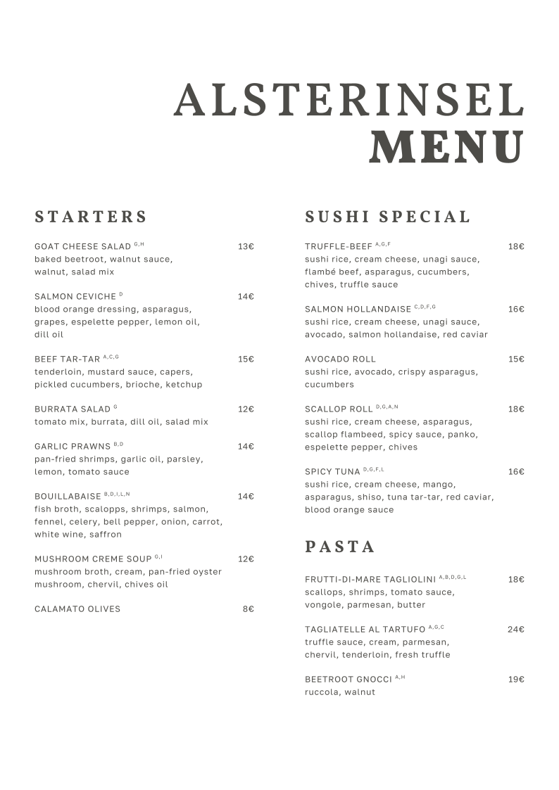Alsterinsel – Restaurant & Eventlocation Photo Menu 5