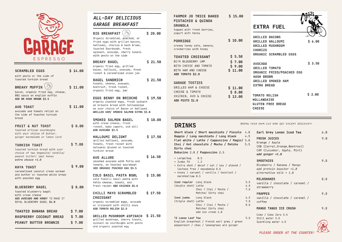 Espresso Garage Photo Menu 1